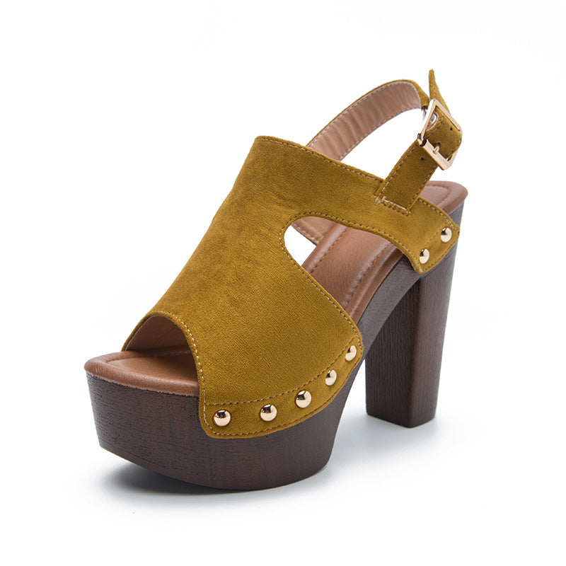 Women's Thick Heel Fish Mouth Sandals
