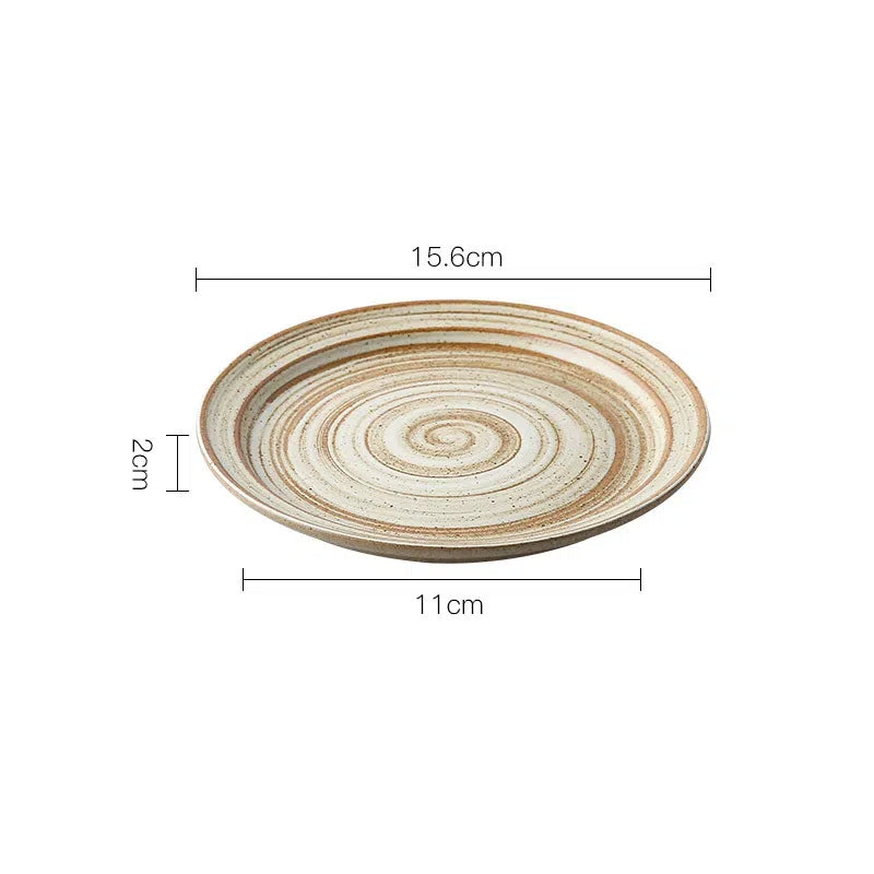 Coarse Pottery Coffee Cup & Plate Set
