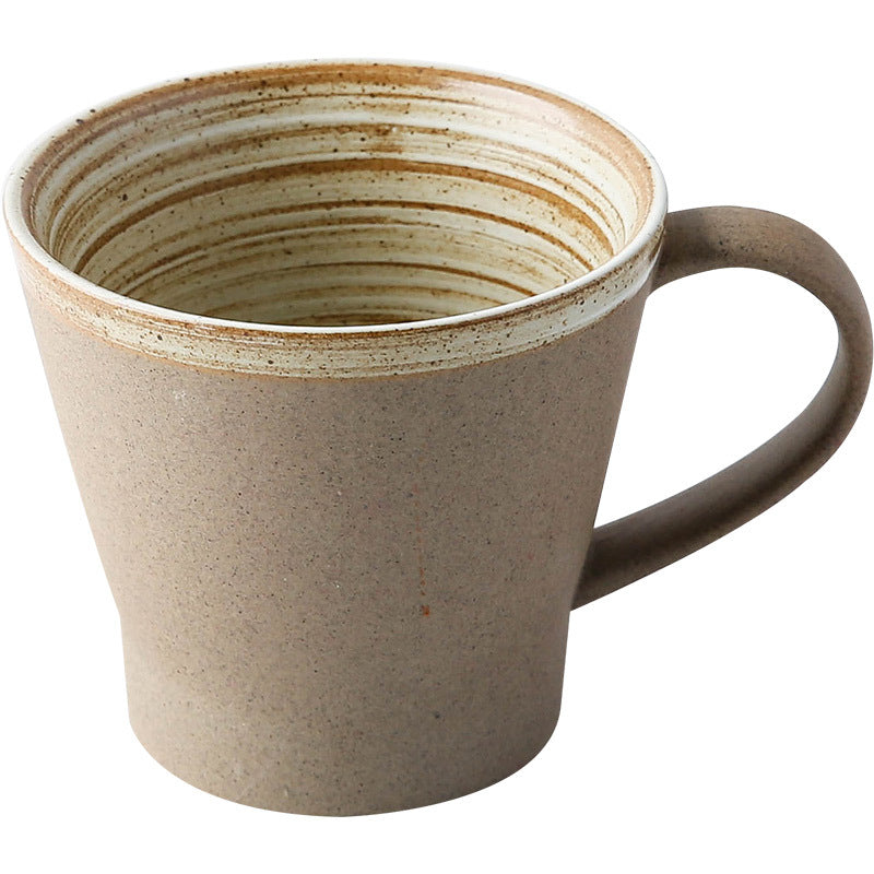 Coarse Pottery Coffee Cup & Plate Set