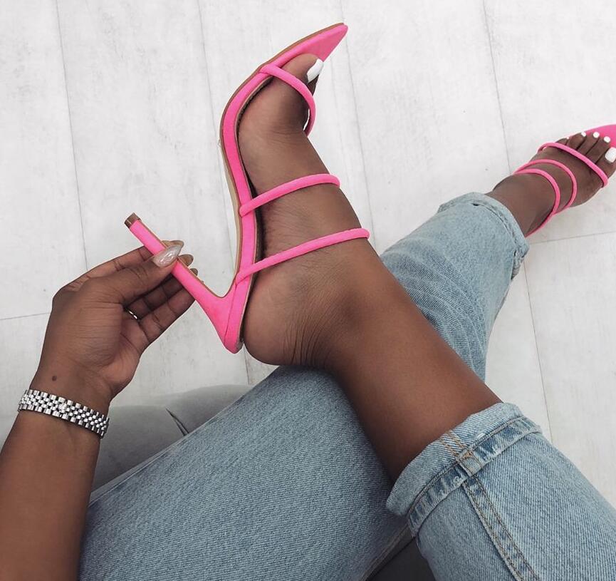 Glitter Peep Toe High Heel Slides