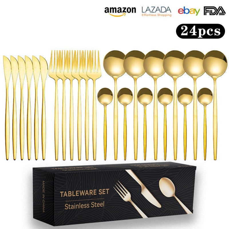 24-Piece Golden Cutlery Set