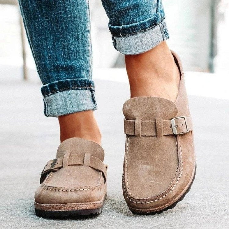 Round Toe Low Heel Slip-On Slippers