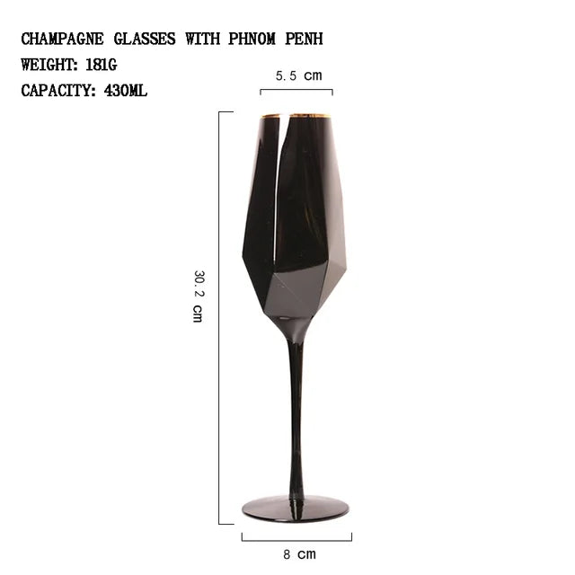 Luxe Black Crystal Glassware Set