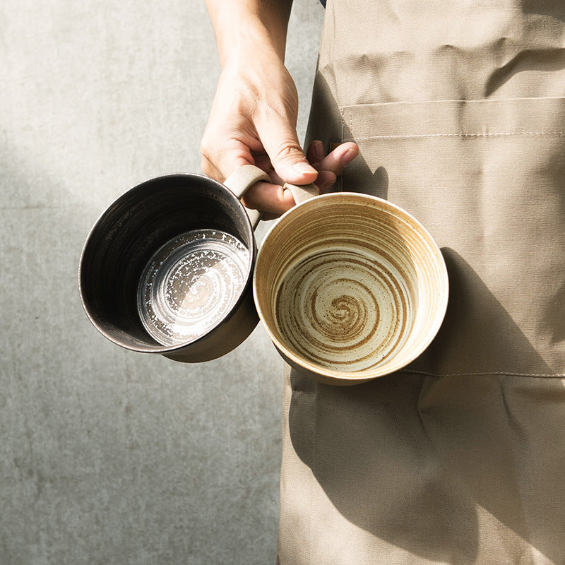 Coarse Pottery Coffee Cup & Plate Set