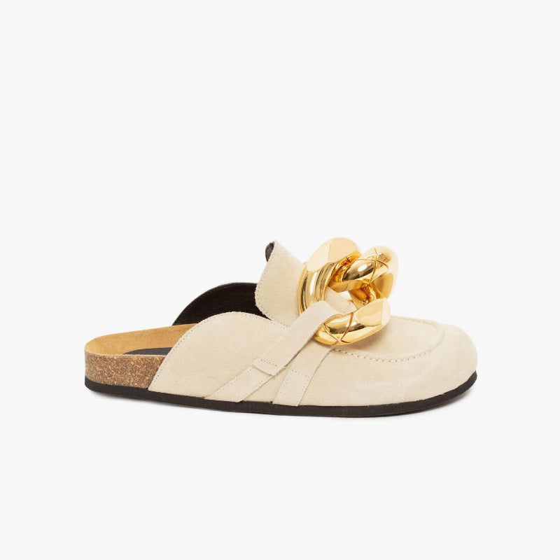 Women's Metal Chain Thick-Sole Mule Slippers