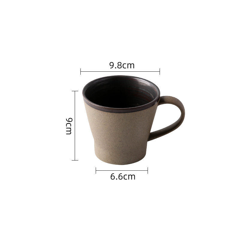 Coarse Pottery Coffee Cup & Plate Set