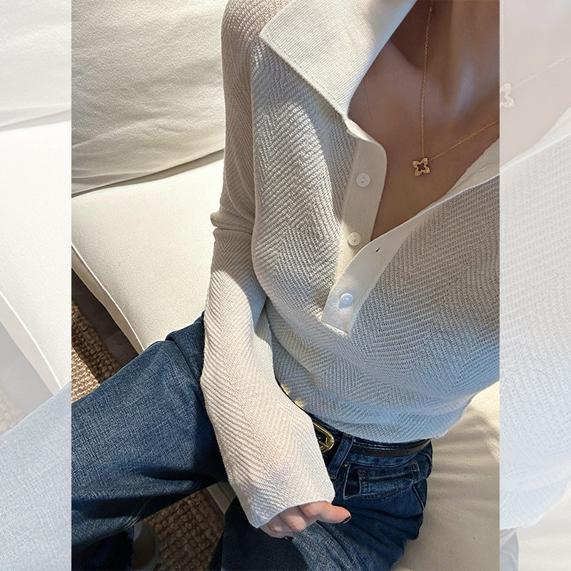Women's Polo Collar Knit Sweater