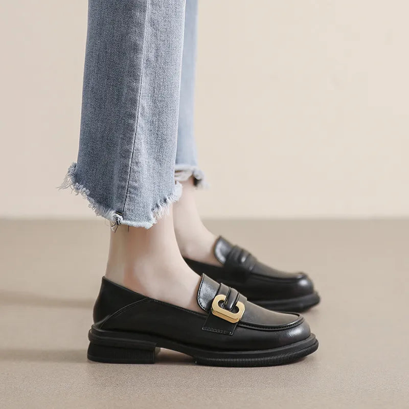 Women's Retro British Block Heel Shoes