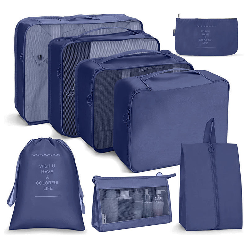 8-Piece Travel Organiser Set – Packing Cubes, Toiletry Bag & Shoe Bag