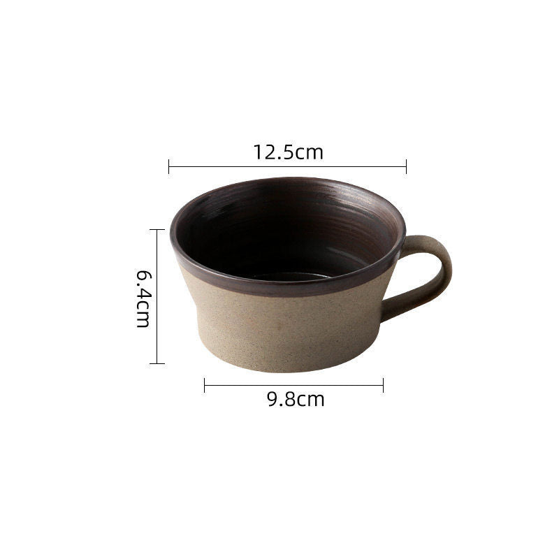 Coarse Pottery Coffee Cup & Plate Set