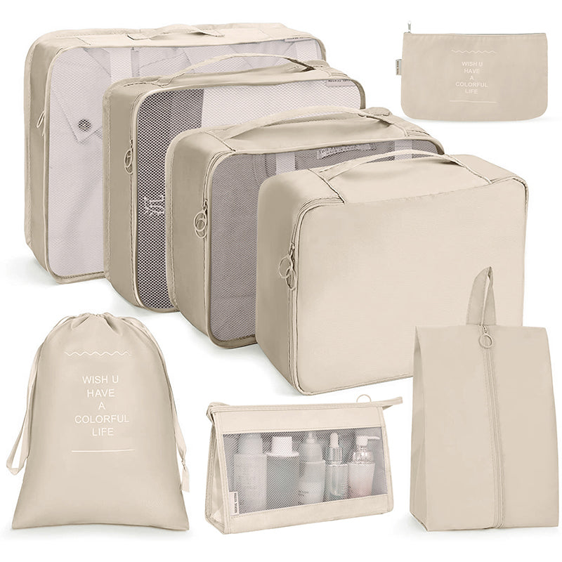 8-Piece Travel Organiser Set – Packing Cubes, Toiletry Bag & Shoe Bag