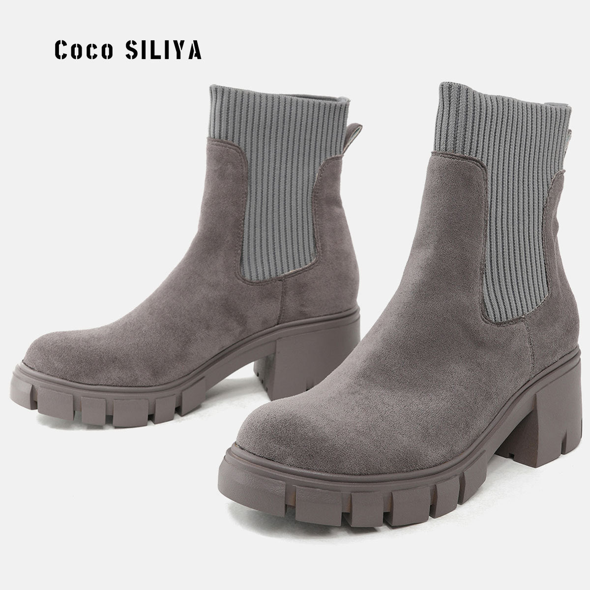 Women's Thick Heel Sock Martin Boots