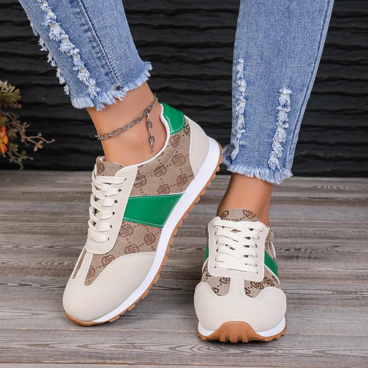 Women's Flower Design Platform Sneakers