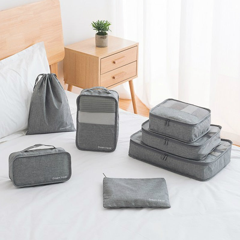 7-Piece Waterproof Travel Tote Set – Packing Cubes & Pouches
