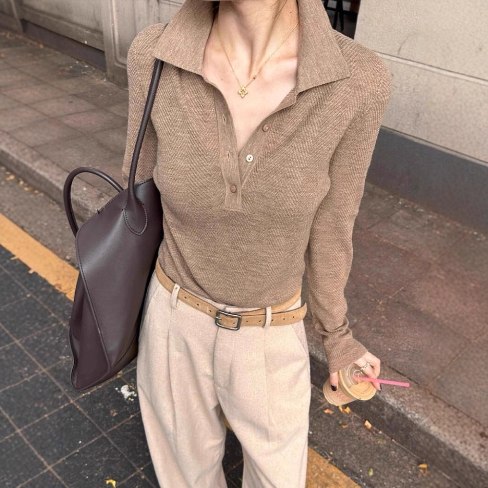 Women's Polo Collar Knit Sweater