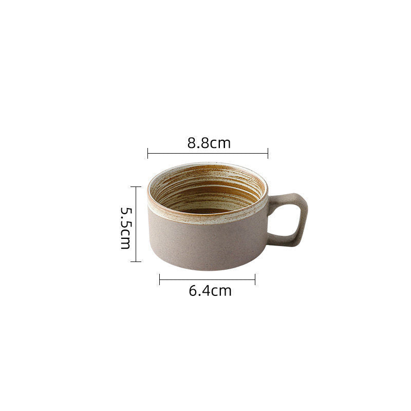Coarse Pottery Coffee Cup & Plate Set
