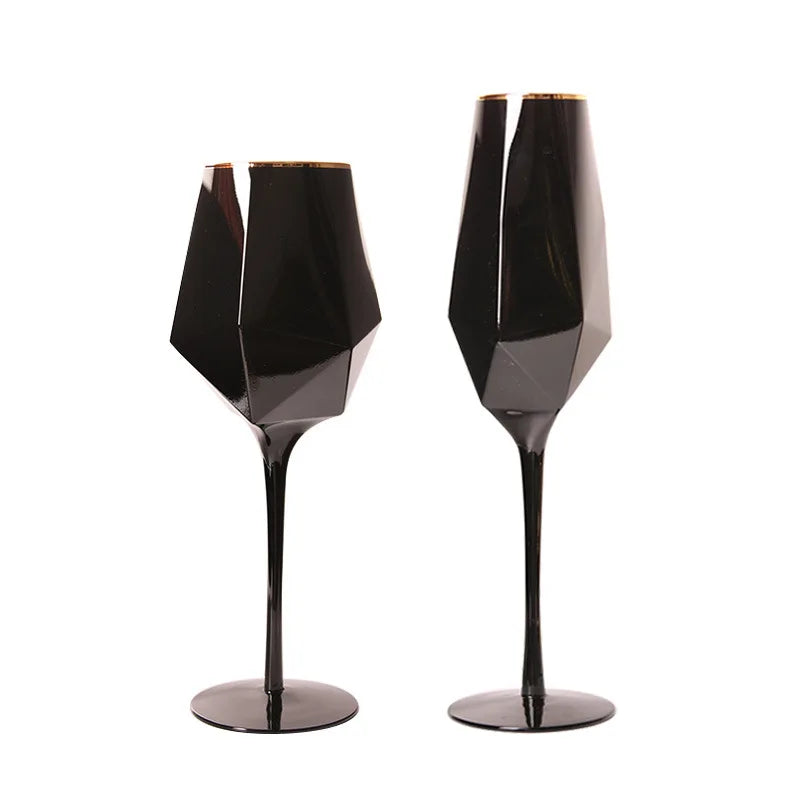 Luxe Black Crystal Glassware Set
