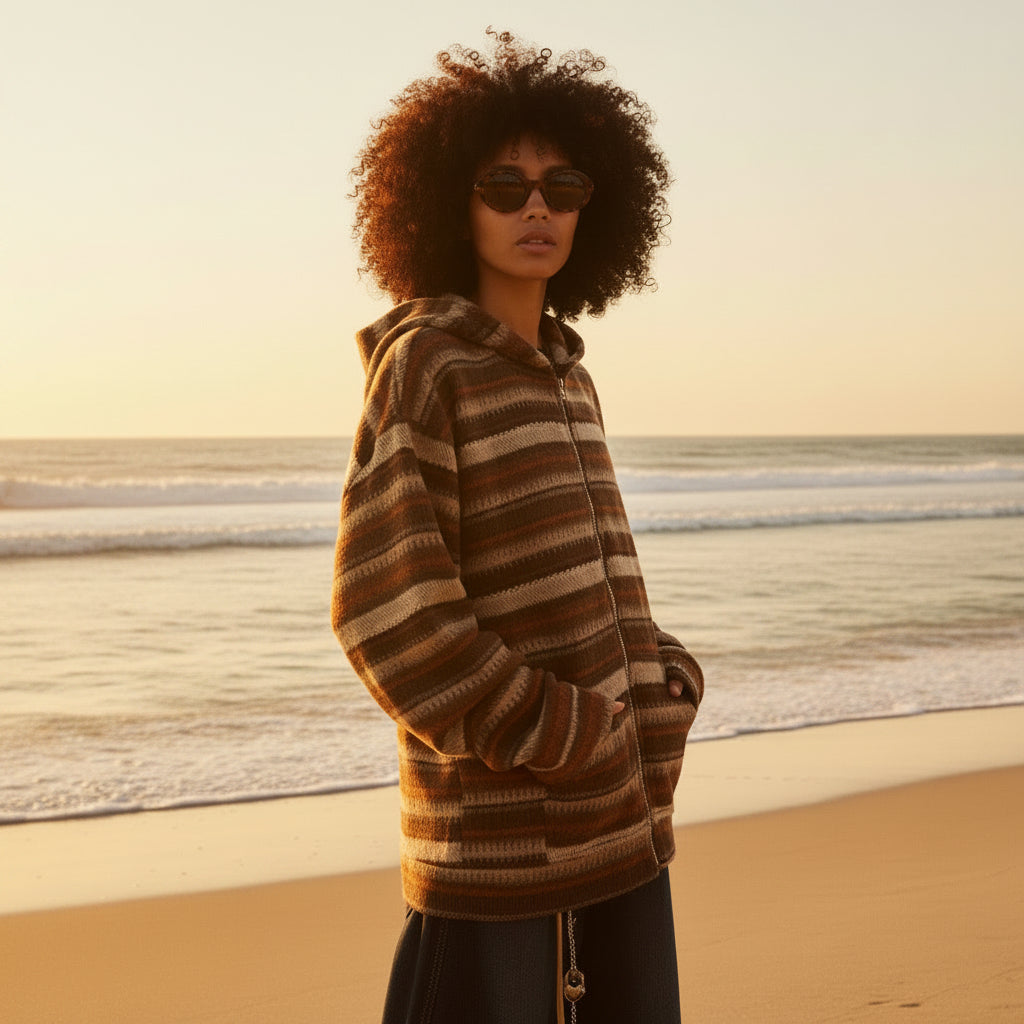 Vintage Stripe Zip Hoodie