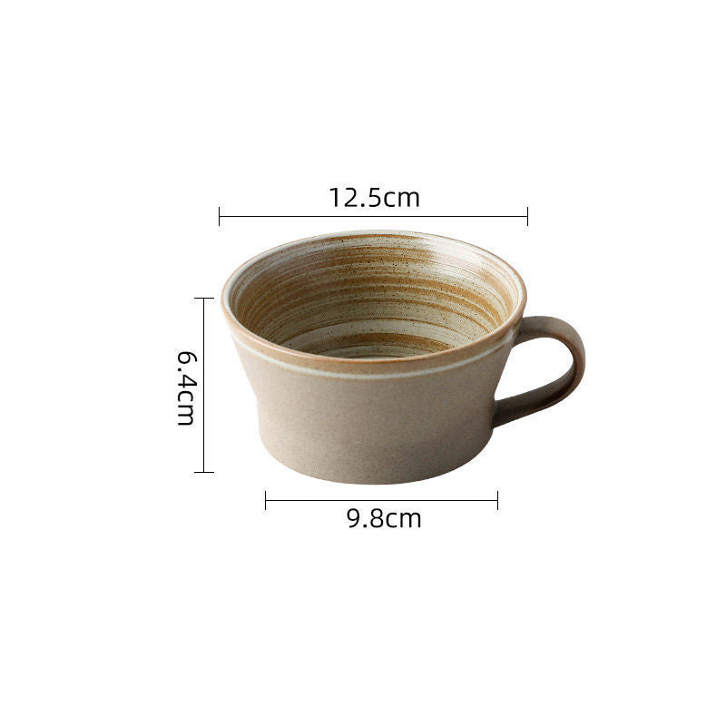 Coarse Pottery Coffee Cup & Plate Set