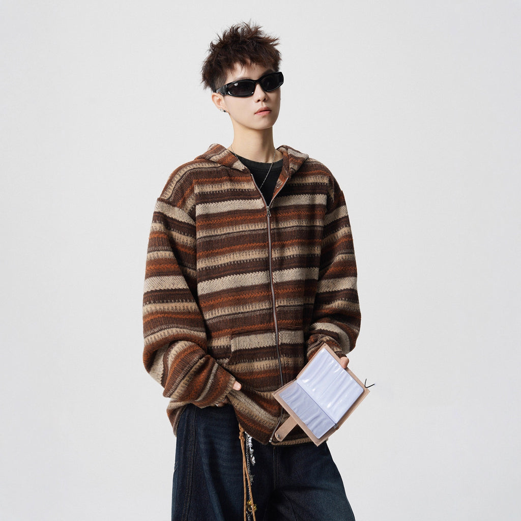 Vintage Stripe Zip Hoodie