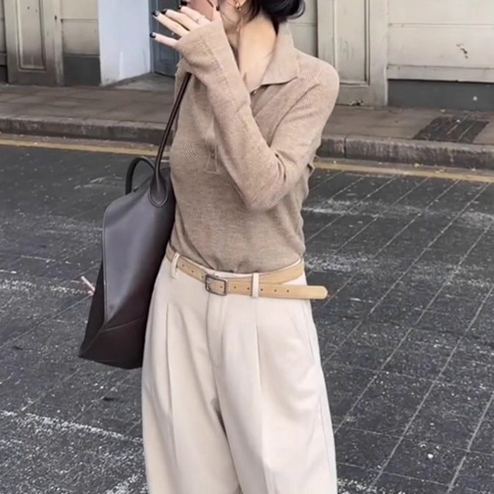 Women's Polo Collar Knit Sweater
