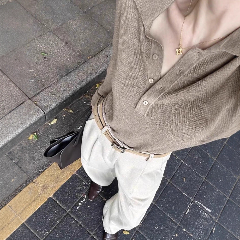 Women's Polo Collar Knit Sweater