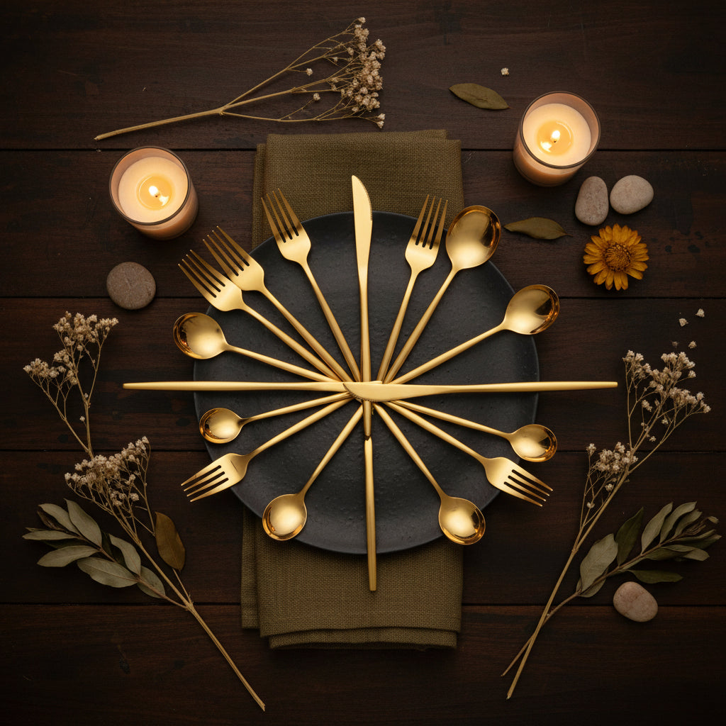 24-Piece Golden Cutlery Set