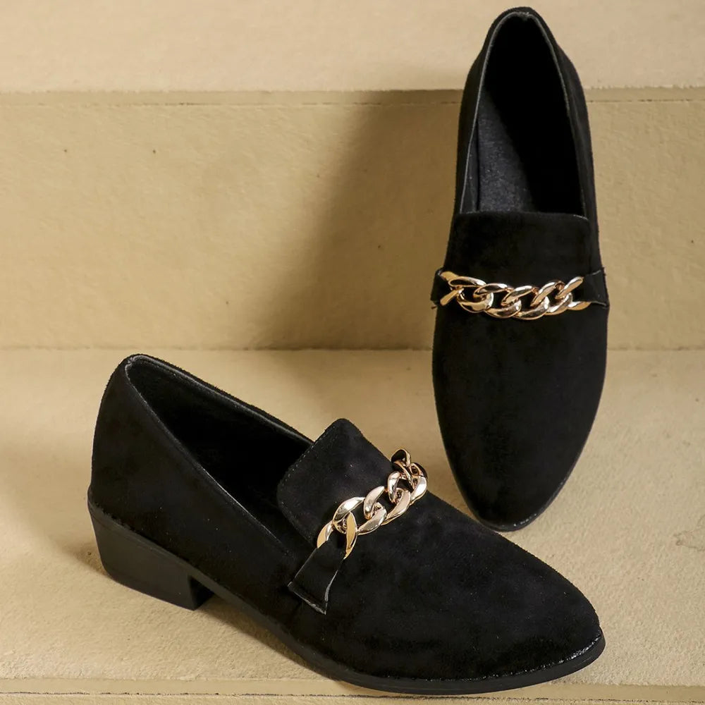 Women's Point Toe Block Heel Loafers