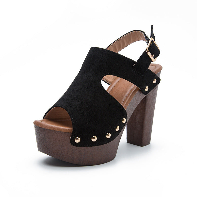 Women's Thick Heel Fish Mouth Sandals