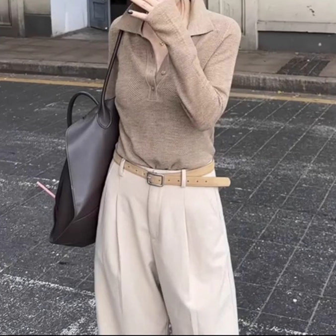 Women's Polo Collar Knit Sweater