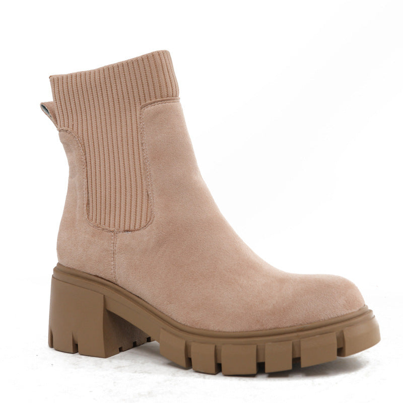 Women's Thick Heel Sock Martin Boots