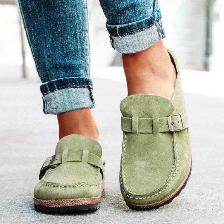 Round Toe Low Heel Slip-On Slippers