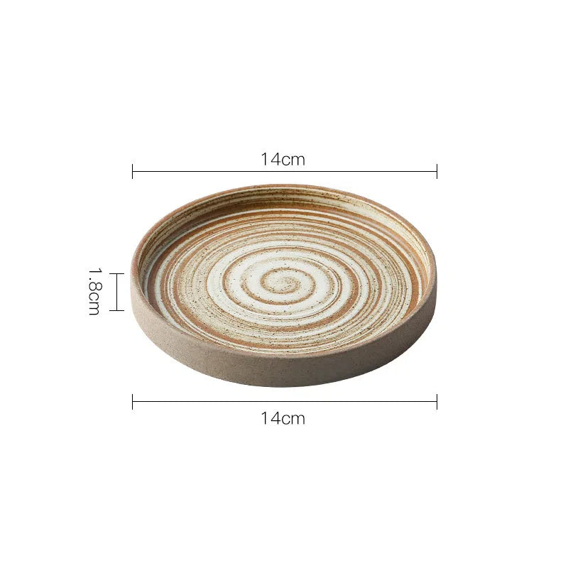 Coarse Pottery Coffee Cup & Plate Set