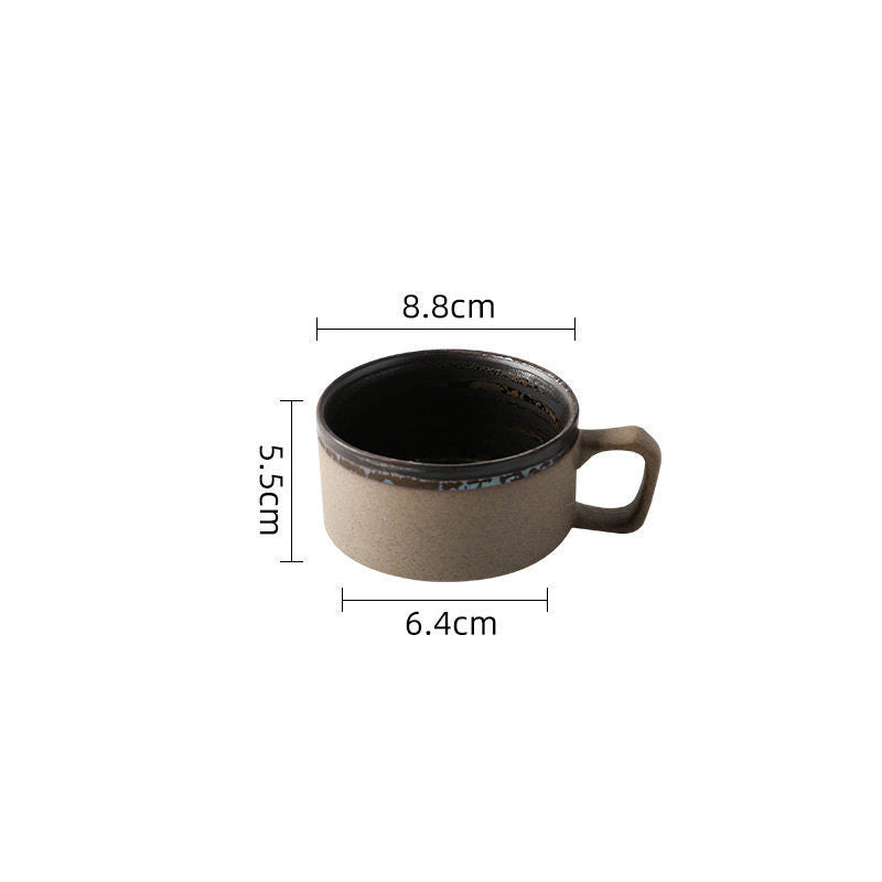 Coarse Pottery Coffee Cup & Plate Set