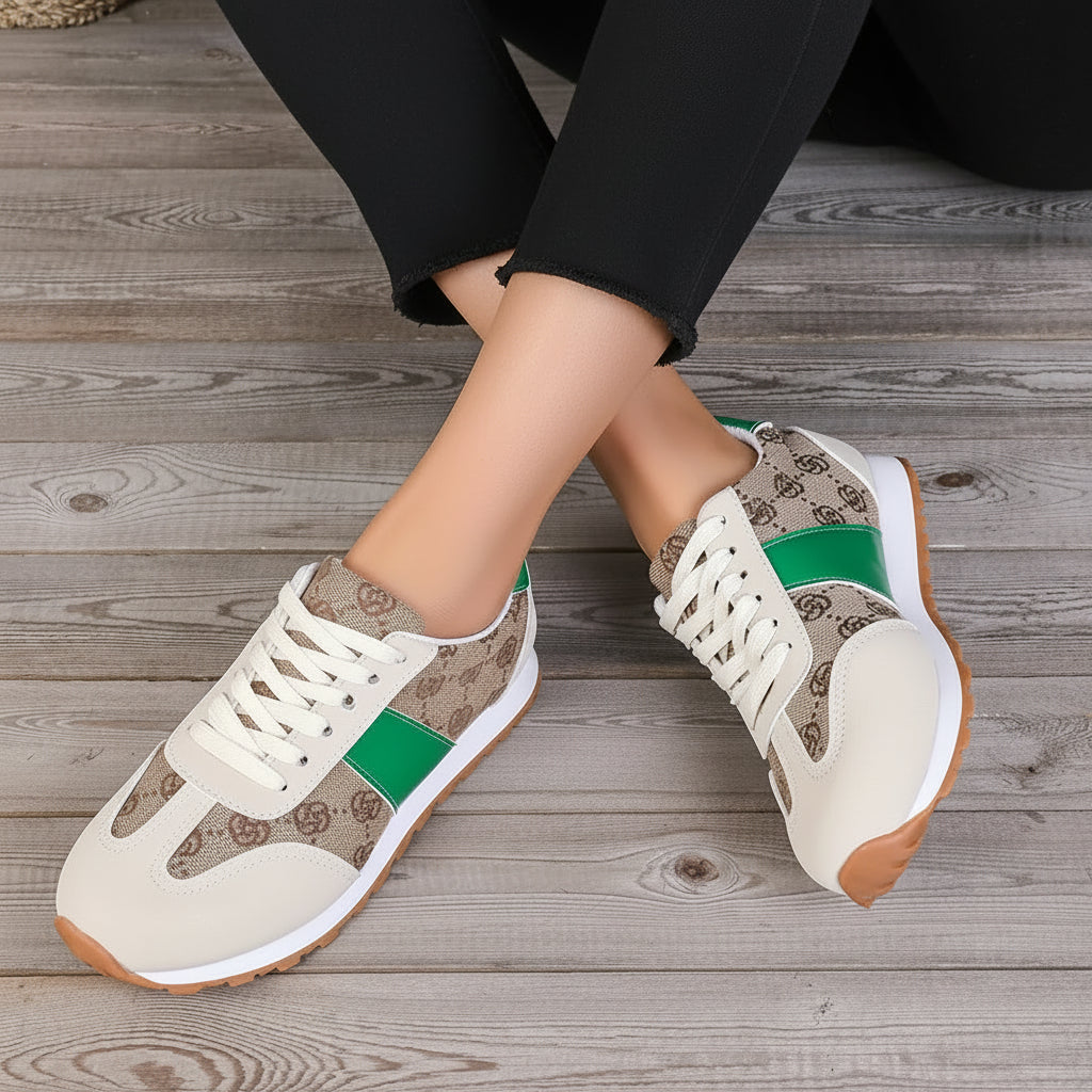 Contrast Round Toe Flat Sneakers