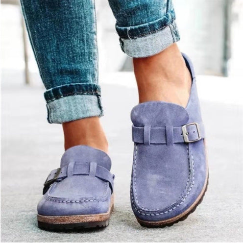 Round Toe Low Heel Slip-On Slippers