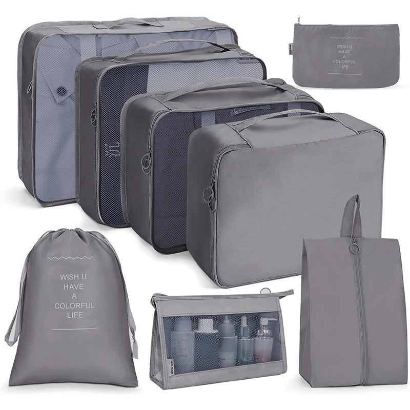 8-Piece Travel Organiser Set – Packing Cubes, Toiletry Bag & Shoe Bag