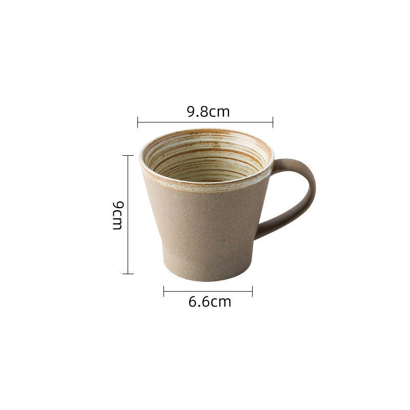 Coarse Pottery Coffee Cup & Plate Set