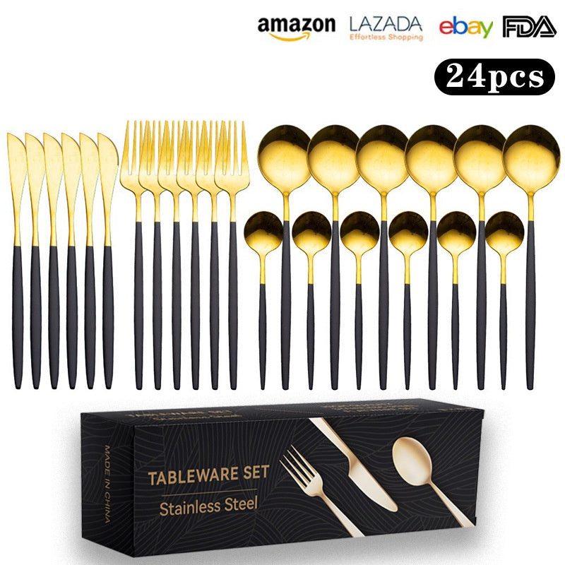 24-Piece Golden Cutlery Set