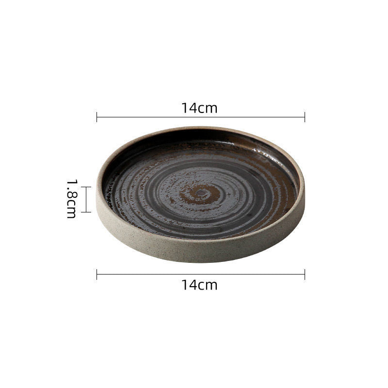 Coarse Pottery Coffee Cup & Plate Set