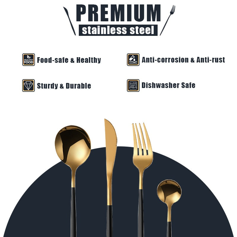 24-Piece Golden Cutlery Set