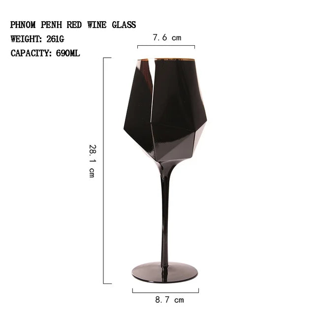 Luxe Black Crystal Glassware Set