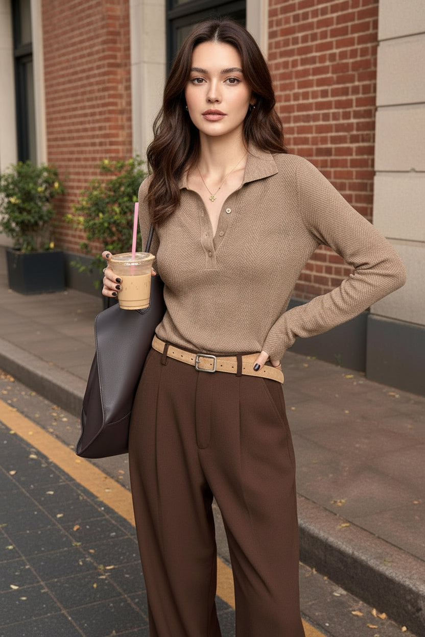 Women's Polo Collar Knit Sweater