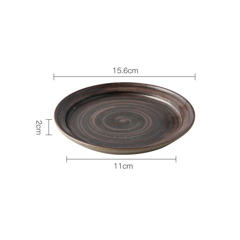Coarse Pottery Coffee Cup & Plate Set