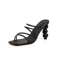 Women's Square Toe Gourd Heel Mule Sandals
