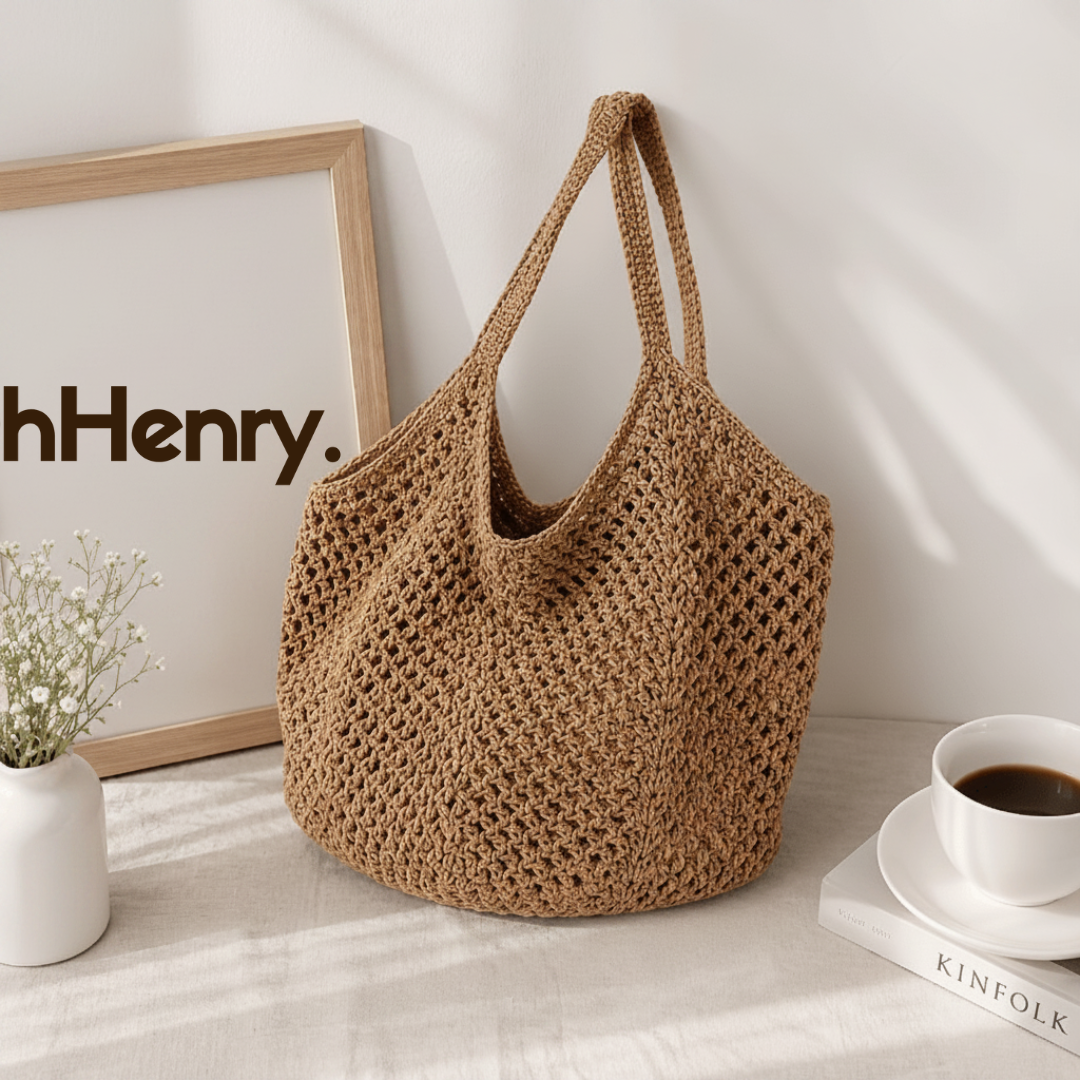 Large Woven Crochet Tote Bag