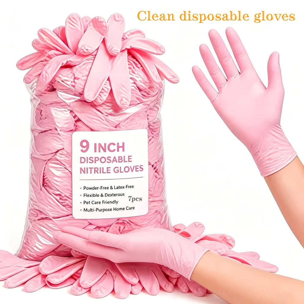 Light Pink Disposable Composite Nitrile Gloves 5 Mil Suitable for Household Kitchen Cleaning Painting Tattooing Hotel Cleaning Furniture Wiping Pet Care and Other Uses